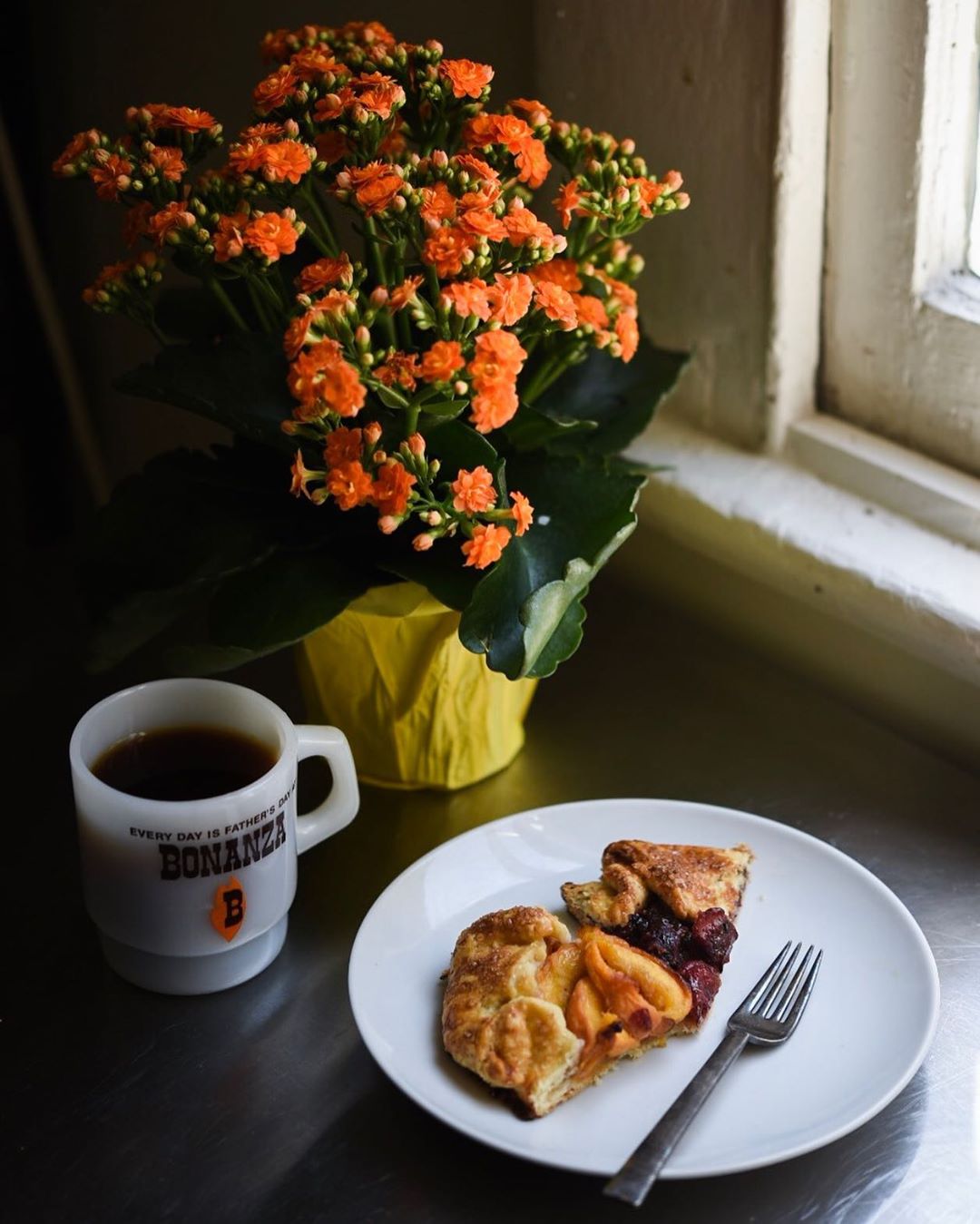 I live here, in this real-life Pinterest board filled with found coffee mugs and breakfast pie. Truly, truly blessed.
